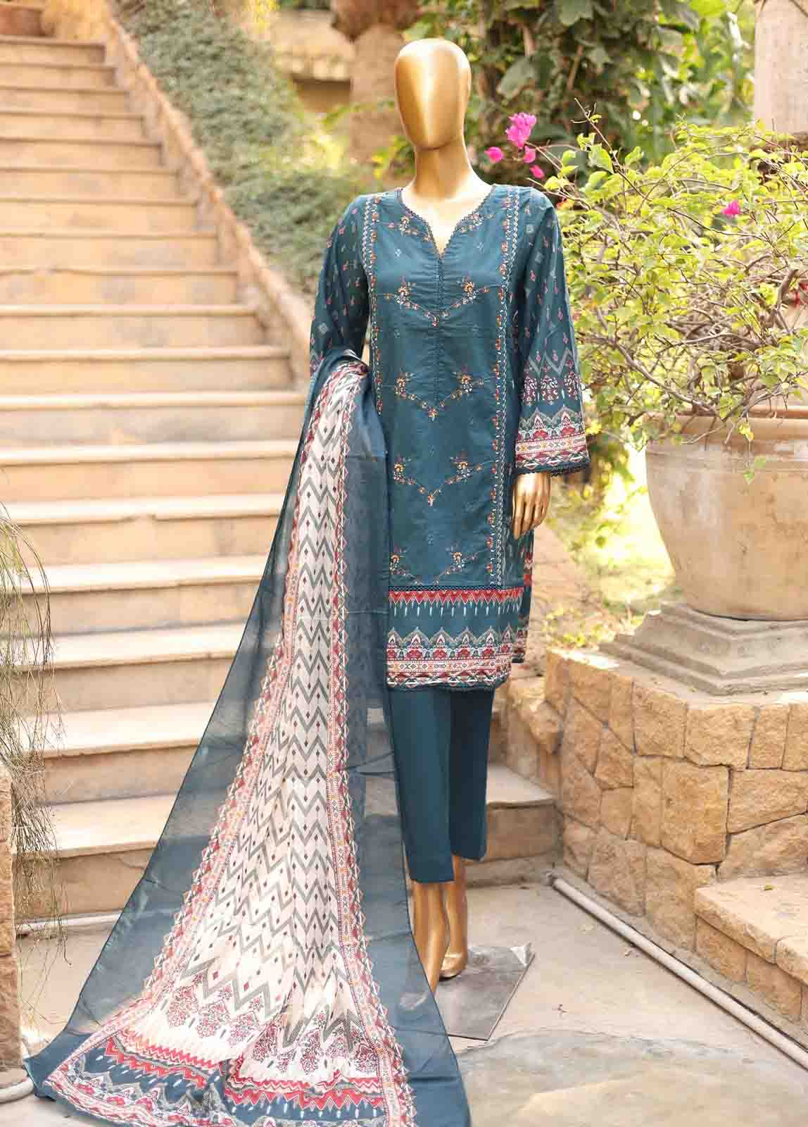 Bin Saeed Fabric - SMEMB-0661- 3 Piece Embroidered Stitched Suit