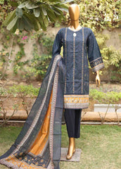 SMEMB-0662- 3 Piece Embroidered Stitched Suit