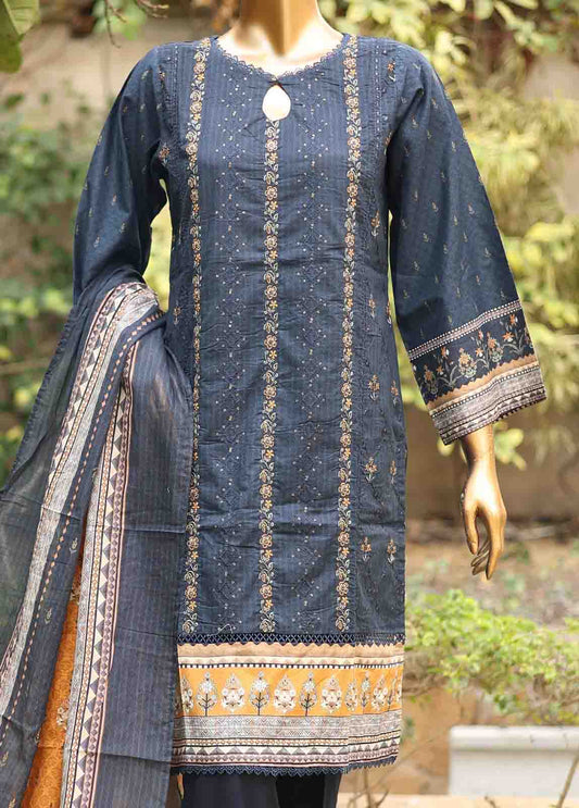 SMEMB-0662- 3 Piece Embroidered Stitched Suit