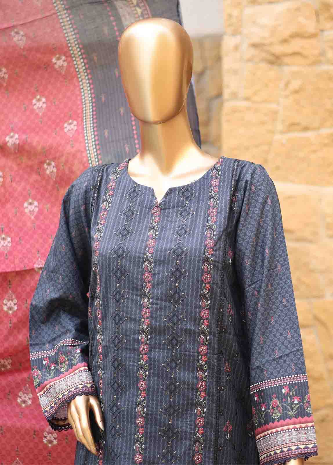 Bin Saeed Fabric - SMEMB-0663- 3 Piece Embroidered Stitched Suit