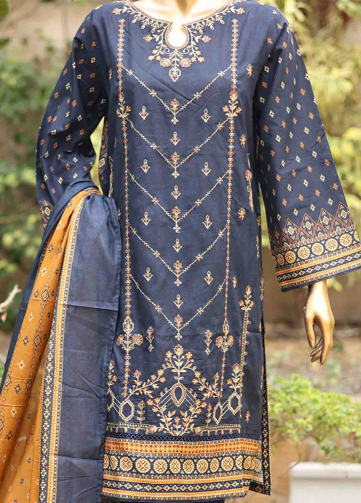 Bin Saeed Fabric - SMEMB-0664- 3 Piece Embroidered Stitched Suit