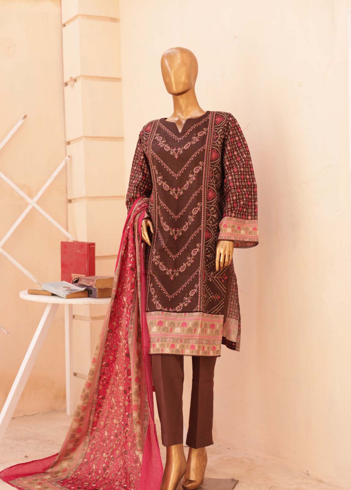 Bin Saeed Fabric - SMEMB-0665- 3 Piece Embroidered Stitched Suit