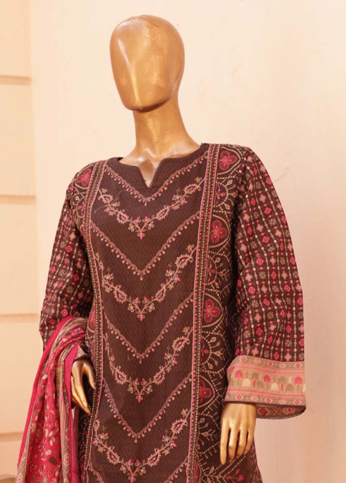 Bin Saeed Fabric - SMEMB-0665- 3 Piece Embroidered Stitched Suit