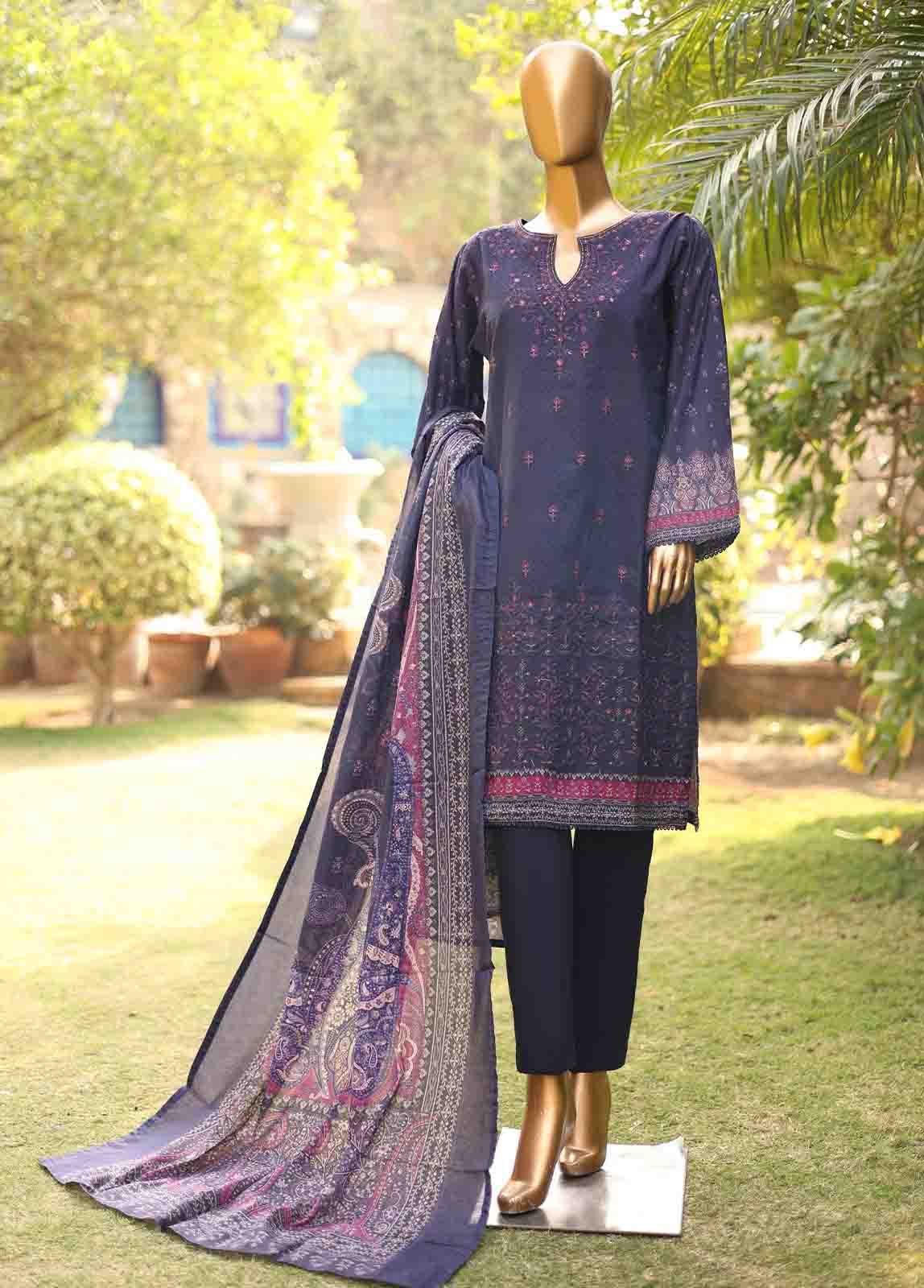 Bin Saeed Fabric - SMEMB-0667- 3 Piece Embroidered Stitched Suit