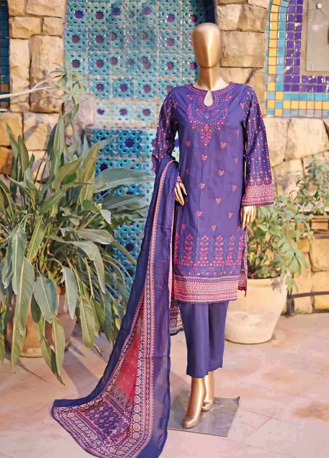 Bin Saeed Fabric - SMEMB-0668- 3 Piece Embroidered Stitched Suit