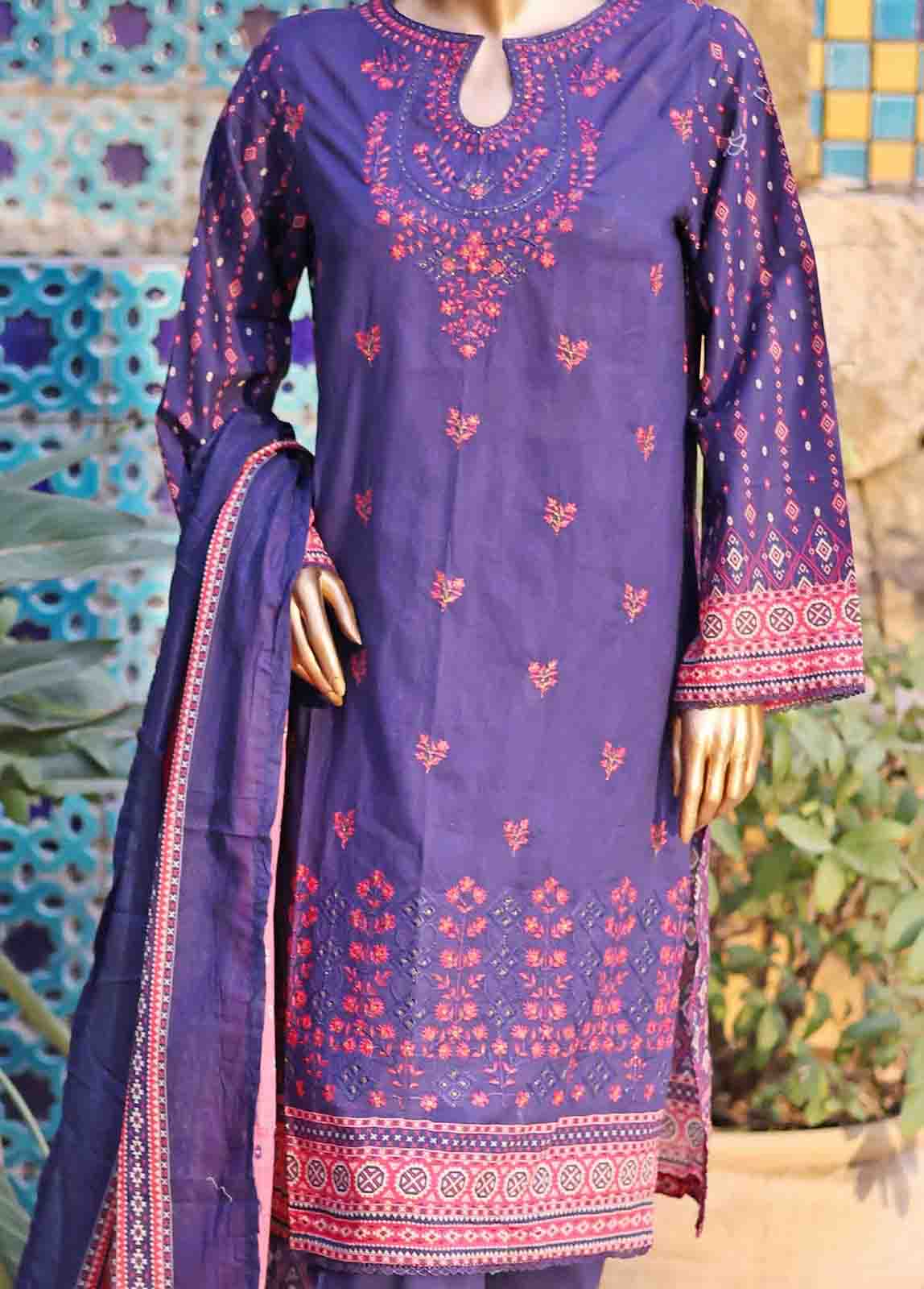 Bin Saeed Fabric - SMEMB-0668- 3 Piece Embroidered Stitched Suit