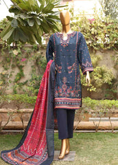 SMEMB-0669- 3 Piece Embroidered Stitched Suit