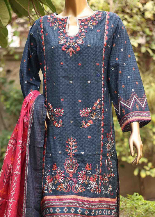 SMEMB-0669- 3 Piece Embroidered Stitched Suit