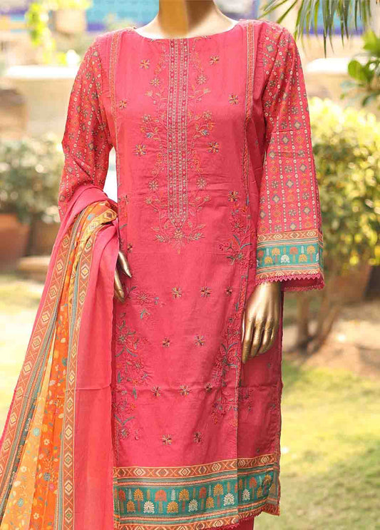 SMEMB-0670- 3 Piece Embroidered Stitched Suit