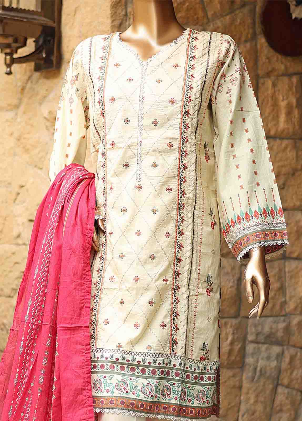 Bin Saeed Fabric - SMEMB-0673- 3 Piece Embroidered Stitched Suit