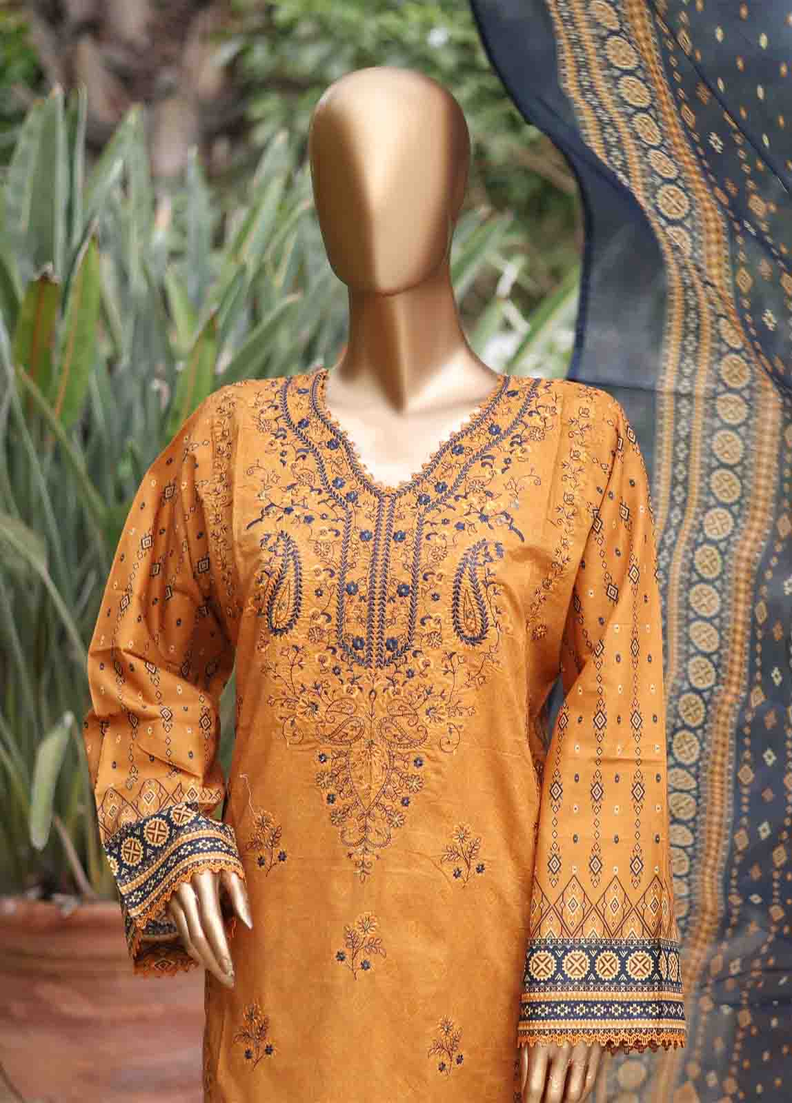 Bin Saeed Fabric - SMEMB-0676- 3 Piece Embroidered Stitched Suit