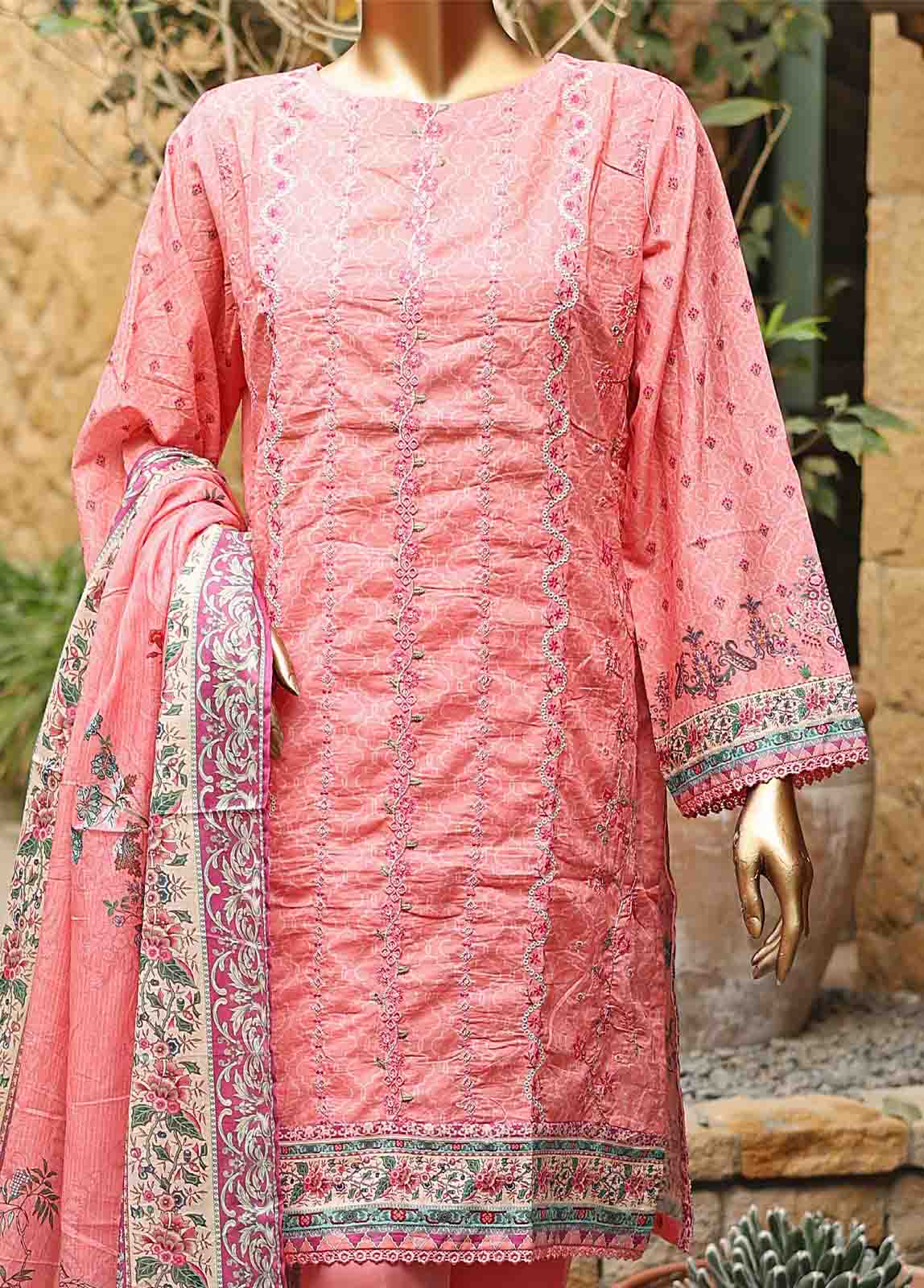 Bin Saeed Fabric - SMEMB-0677- 3 Piece Embroidered Stitched Suit