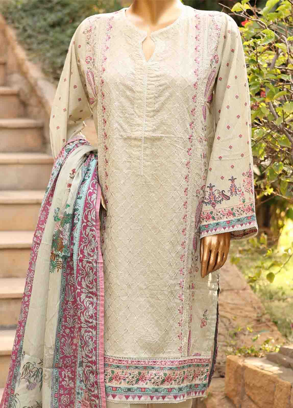 Bin Saeed Fabric - SMEMB-0678- 3 Piece Embroidered Stitched Suit