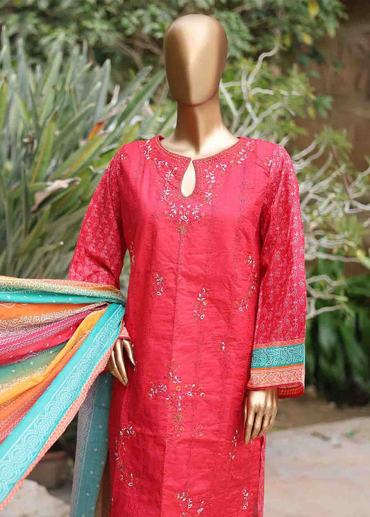 SMEMB-0680- 3 Piece Embroidered Stitched Suit