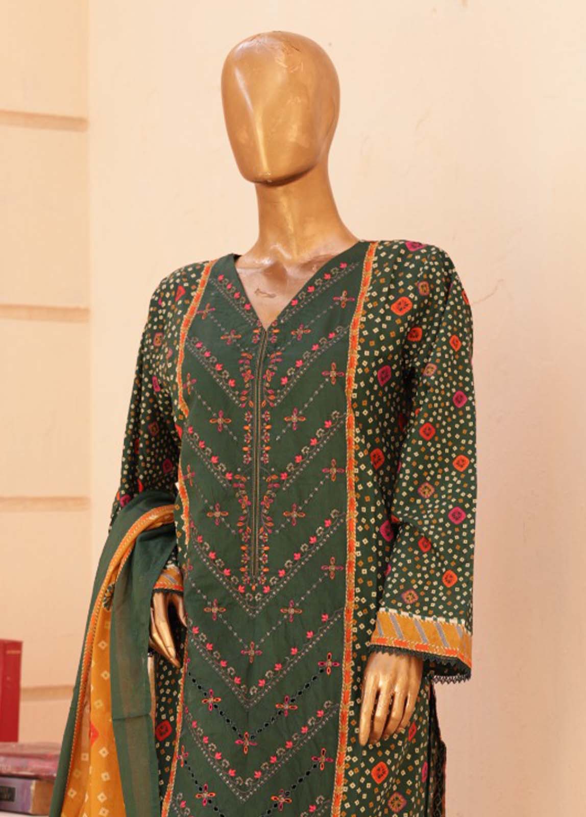 SMEMB-097- 3 Piece Embroidered Stitched Suit
