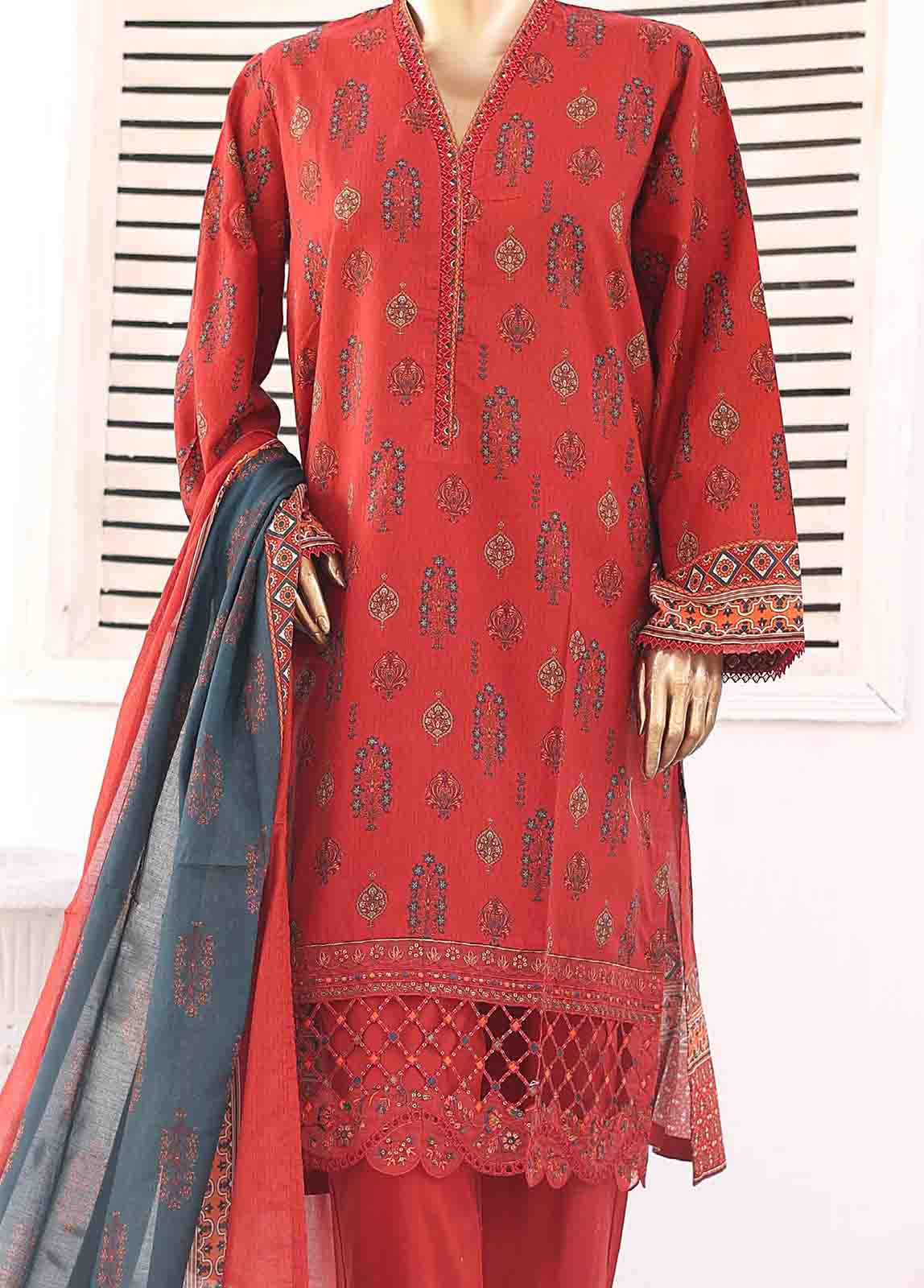 Bin Saeed Fabric - SMEMB-099- 3 Piece Embroidered Stitched Suit