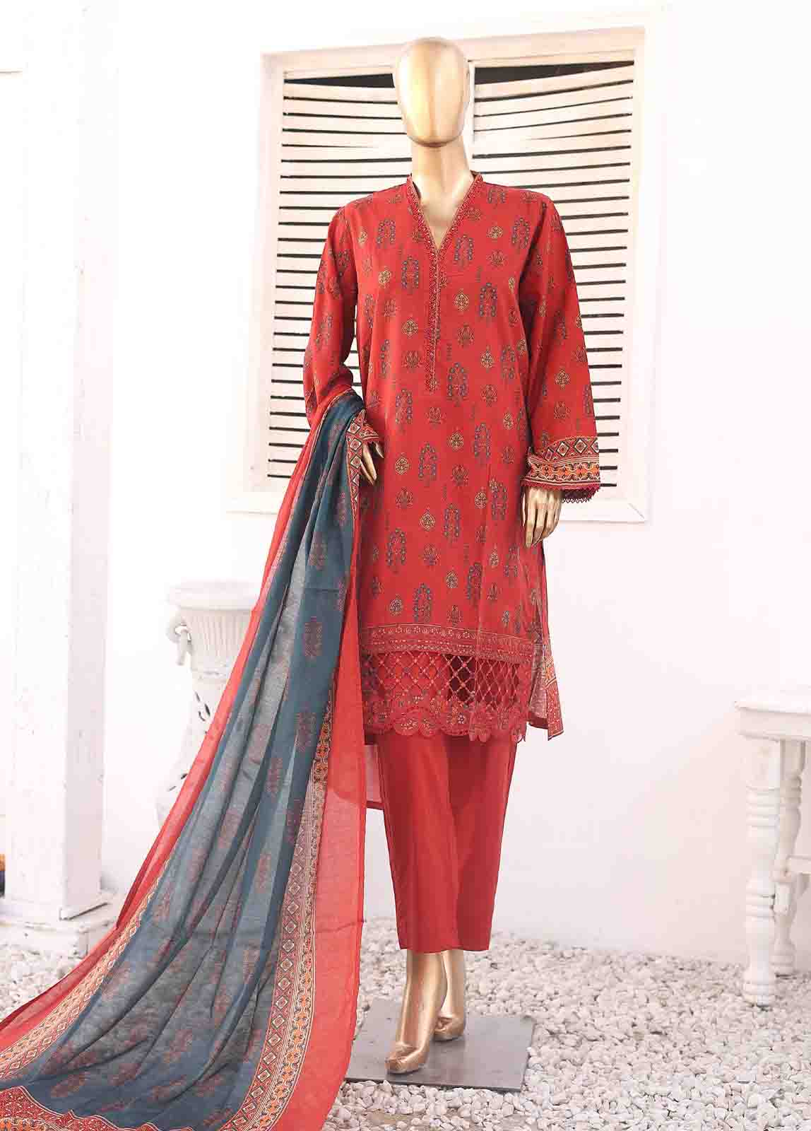 Bin Saeed Fabric - SMEMB-099- 3 Piece Embroidered Stitched Suit