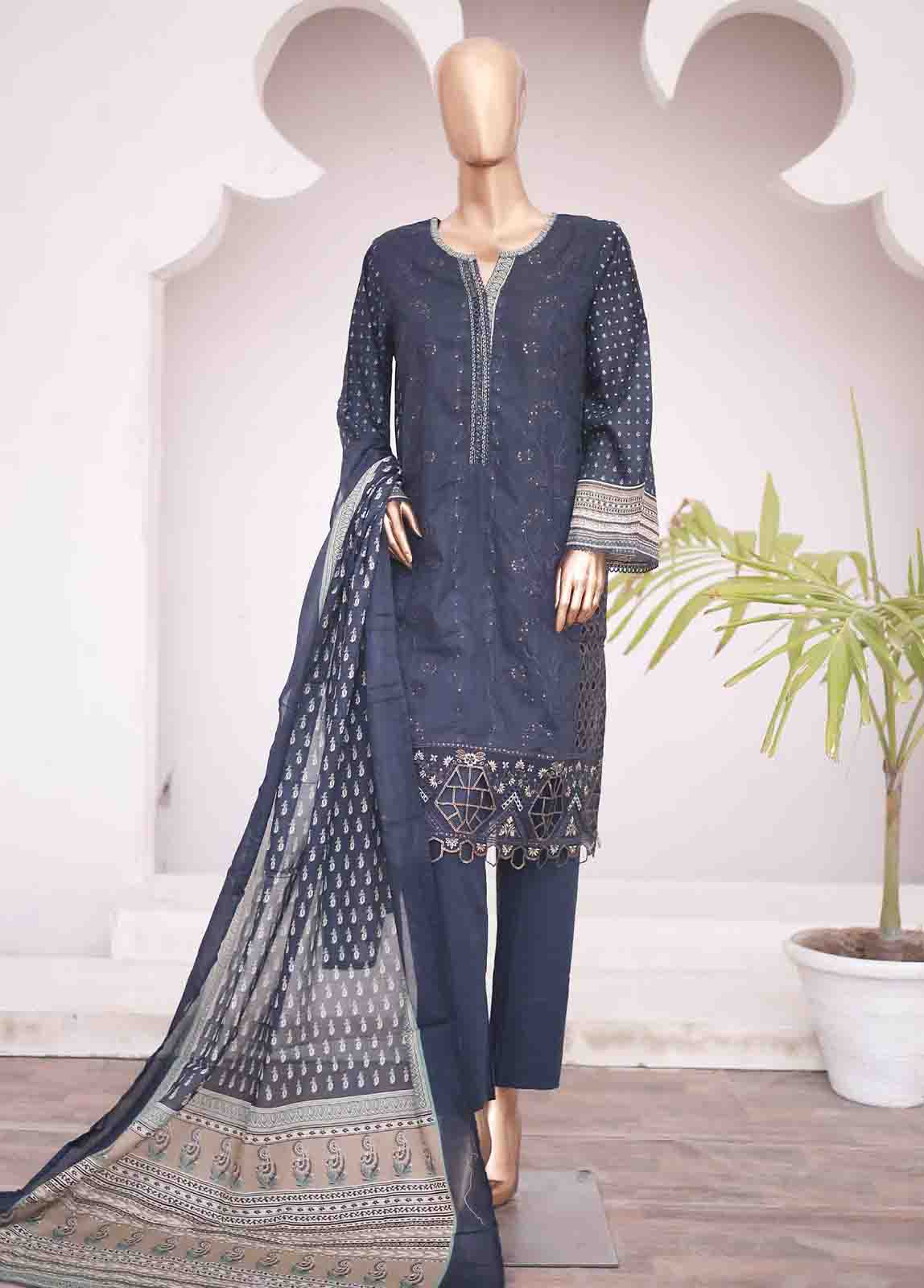 Bin Saeed Fabric - SMEMB-09 A- 3 Piece Embroidered Stitched Suit