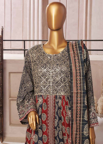 Bin Saeed Fabric - SMFR-025-3 Piece Lawn Embroidered Frock Style Suit