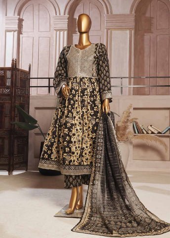 Bin Saeed Fabric - SMFR-026-3 Piece Lawn Embroidered Frock Style Suit