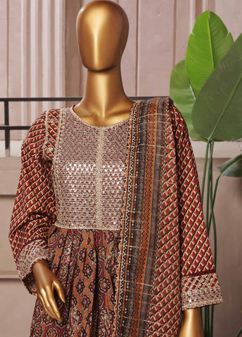 Bin Saeed Fabric - SMFR-027-3 Piece Lawn Embroidered Frock Style Suit