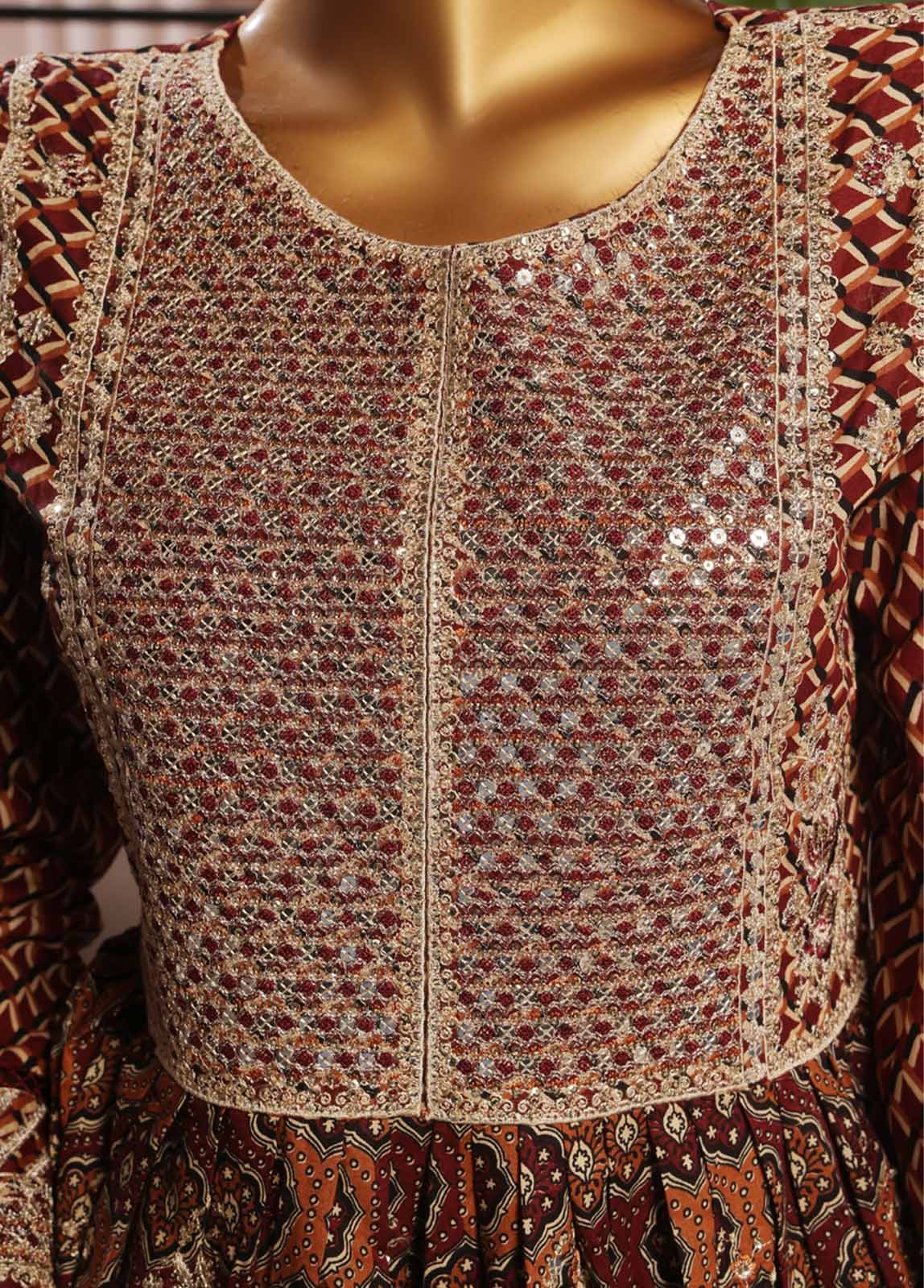 Bin Saeed Fabric - SMFR-027-3 Piece Lawn Embroidered Frock Style Suit