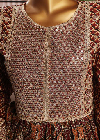 Bin Saeed Fabric - SMFR-027-3 Piece Lawn Embroidered Frock Style Suit