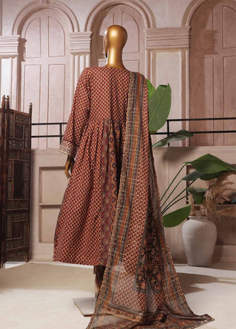 Bin Saeed Fabric - SMFR-027-3 Piece Lawn Embroidered Frock Style Suit