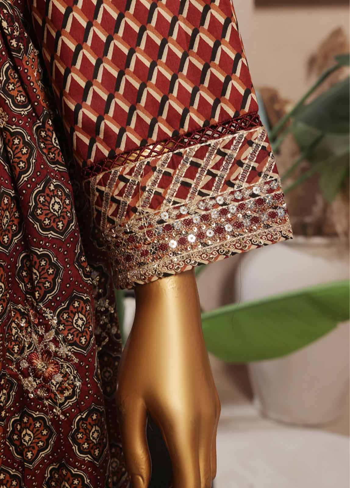 Bin Saeed Fabric - SMFR-027-3 Piece Lawn Embroidered Frock Style Suit