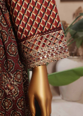 Bin Saeed Fabric - SMFR-027-3 Piece Lawn Embroidered Frock Style Suit