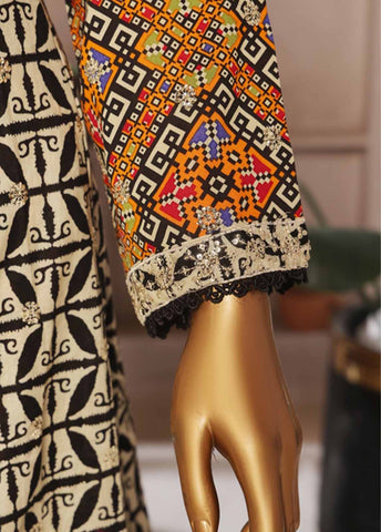 Bin Saeed Fabric - SMFR-029-3 Piece Lawn Embroidered Frock Style Suit