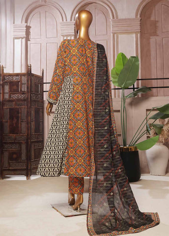 Bin Saeed Fabric - SMFR-029-3 Piece Lawn Embroidered Frock Style Suit