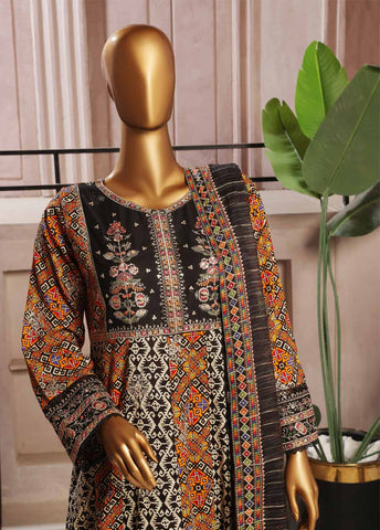 Bin Saeed Fabric - SMFR-030-3 Piece Lawn Embroidered Frock Style Suit