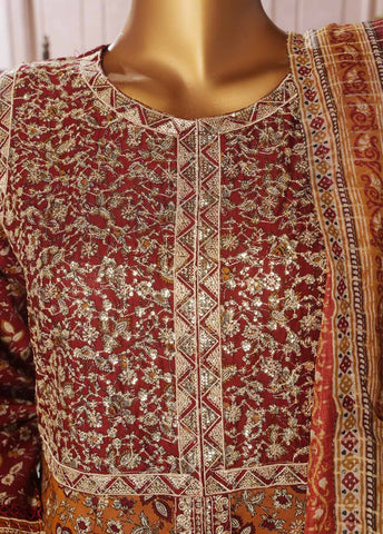 Bin Saeed Fabric - SMFR-034-3 Piece Lawn Embroidered Frock Style Suit