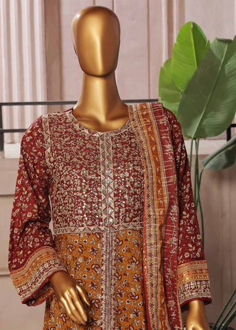 Bin Saeed Fabric - SMFR-034-3 Piece Lawn Embroidered Frock Style Suit