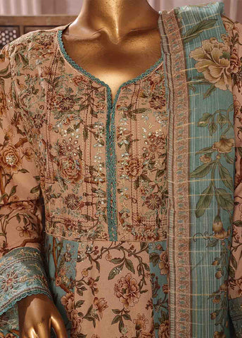 Bin Saeed Fabric - SMFR-037-3 Piece Lawn Embroidered Frock Style Suit