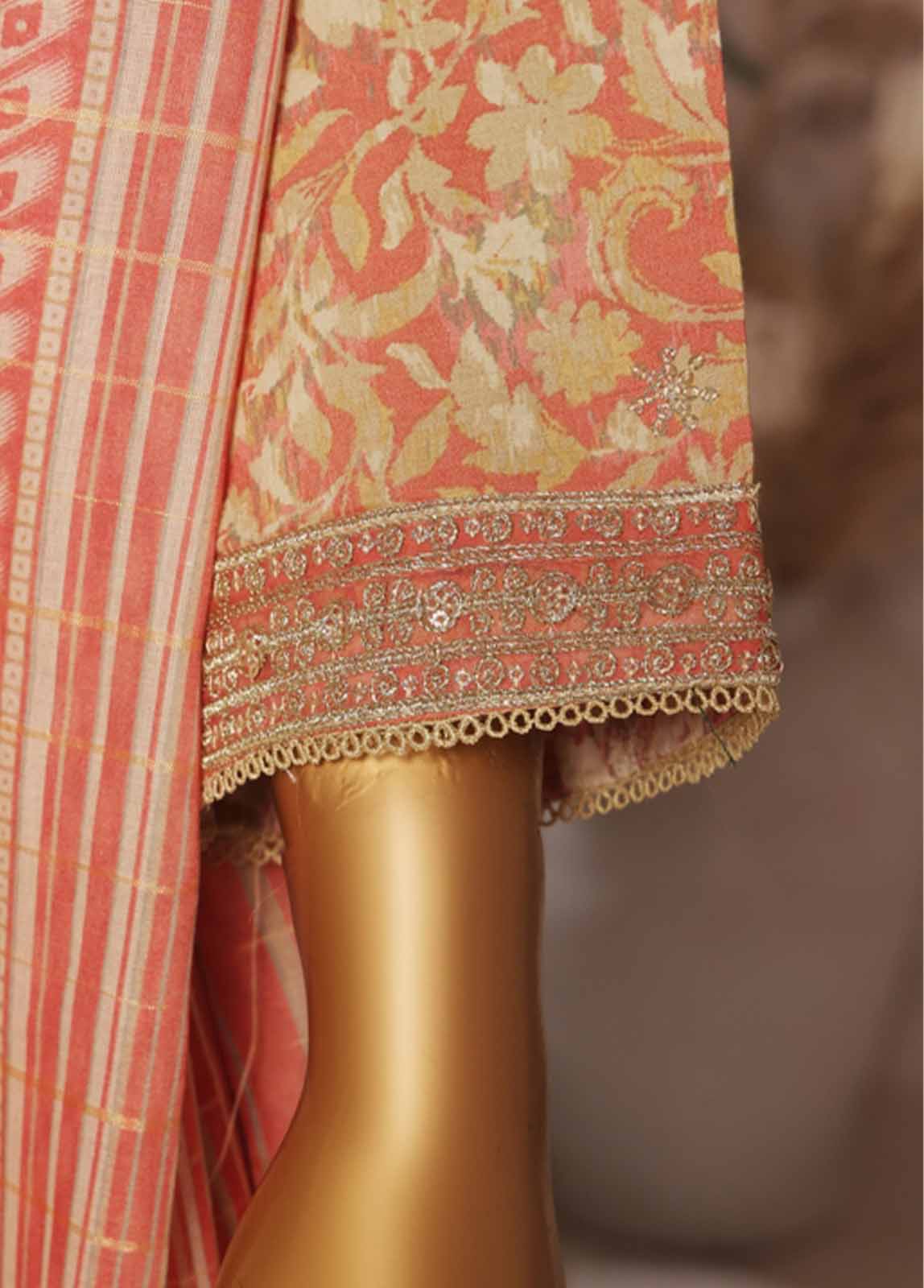 Bin Saeed Fabric - SMFR-039-3 Piece Lawn Embroidered Frock Style Suit