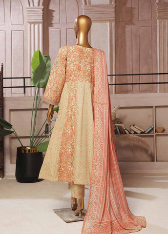 Bin Saeed Fabric - SMFR-039-3 Piece Lawn Embroidered Frock Style Suit