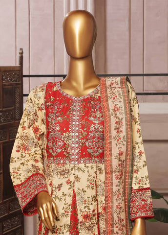 Bin Saeed Fabric - SMFR-041-3 Piece Lawn Embroidered Frock Style Suit