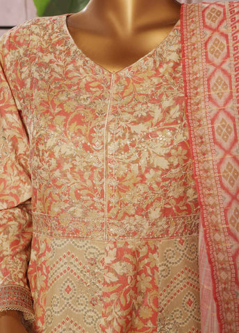 Bin Saeed Fabric - SMFR-041-3 Piece Lawn Embroidered Frock Style Suit