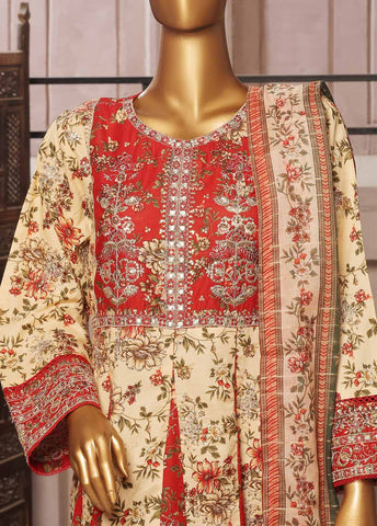 SMFR-041-3 Piece Lawn Embroidered Frock Style Suit