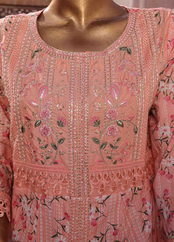 Bin Saeed Fabric - SMFR-069-3 Piece Lawn Embroidered Frock Style Suit