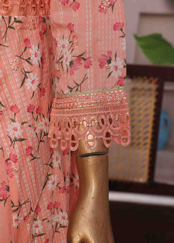 Bin Saeed Fabric - SMFR-069-3 Piece Lawn Embroidered Frock Style Suit