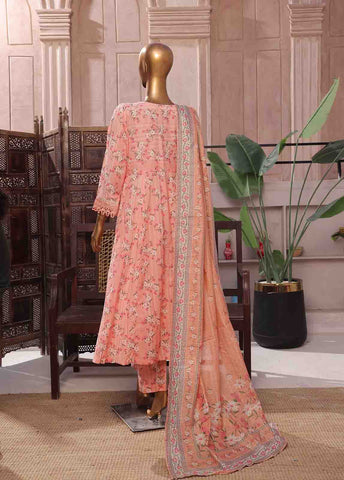 Bin Saeed Fabric - SMFR-069-3 Piece Lawn Embroidered Frock Style Suit