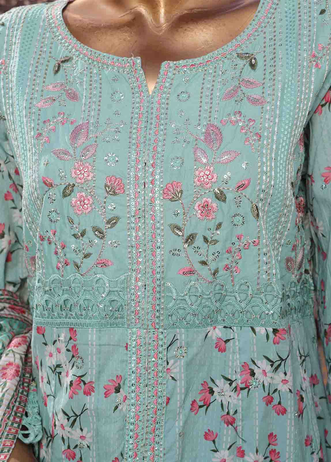Bin Saeed Fabric - SMFR-070-3 Piece Lawn Embroidered Frock Style Suit