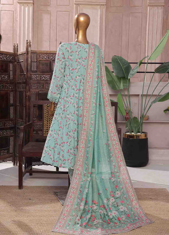 Bin Saeed Fabric - SMFR-070-3 Piece Lawn Embroidered Frock Style Suit
