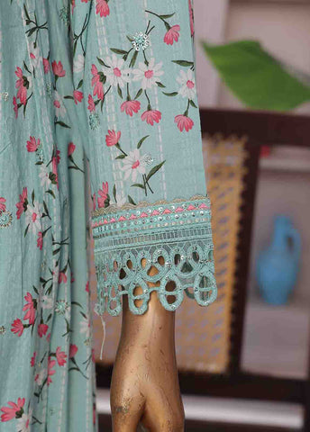 Bin Saeed Fabric - SMFR-070-3 Piece Lawn Embroidered Frock Style Suit