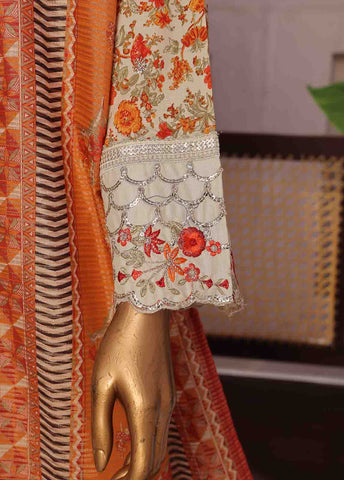 Bin Saeed Fabric - SMFR-071-3 Piece Lawn Embroidered Frock Style Suit