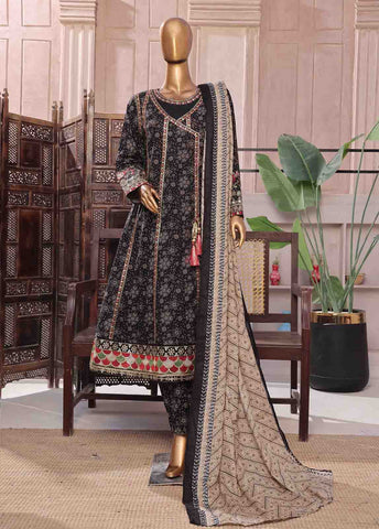 Bin Saeed Fabric - SMFR-0796-3 Piece Lawn Embroidered Frock Style Suit