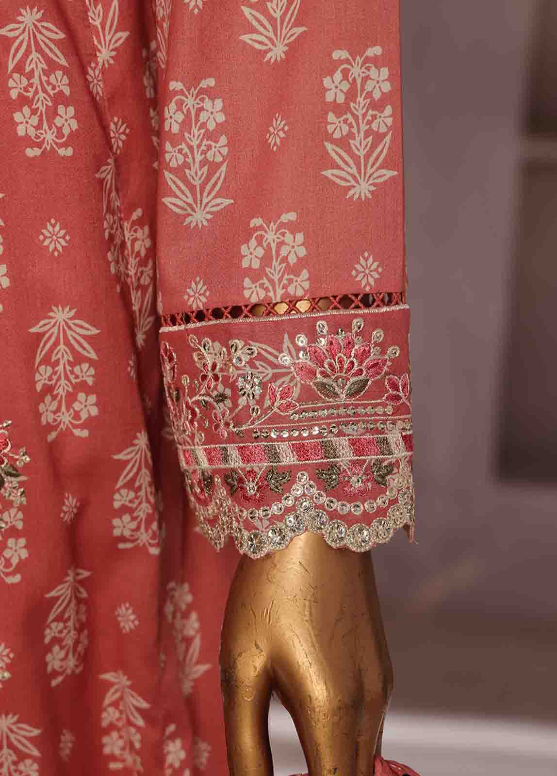 Bin Saeed Fabric - SMFR-0803-3 Piece Lawn Embroidered Frock Style Suit